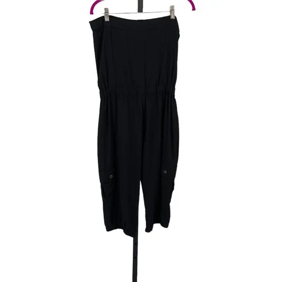 Cache Strapless Cargo Romper Jumpsuit Small Womens Capri Pant Suit Chest Pockets - Picture 2 of 8